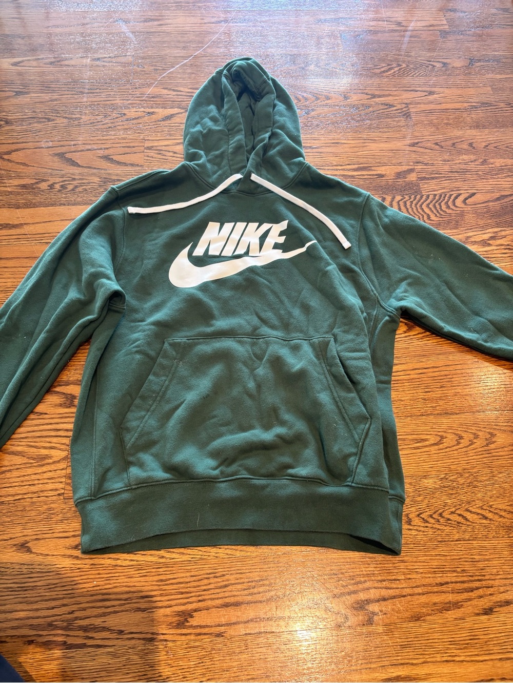 Nike Dark Green Pullover Hoodie with White Logo